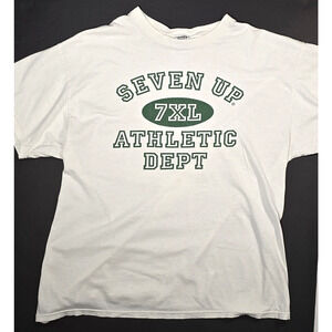 Silver Mountain Seven Up Athletic Dept Men's White Green Cotton T-Shirt Size XL